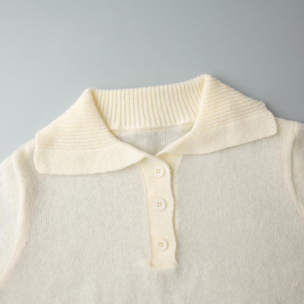 Spring/Summer 2025 Women's Cross-Border Openwork Knit Bubble Sleeve Sweater