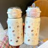 Kids Stainless Steel Water Bottle 500ml Double Drink Straw Cup 316 Insulated Thermos Girls School Portable