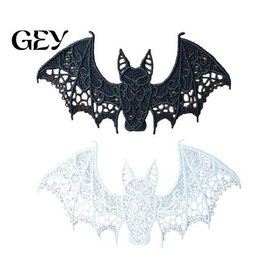 Embroidered Patch Accessories 2PCS Halloween Bat Patch, Lace Gothic Wing Design Non-fading Fabric Patches DIY Clothing Badges, for Backpacks
