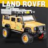 1:28 Camel Cup Land Rover Defender Model Car Toys Alloy Diecast UNIMOG RV Off-road Vehicles Sound Light Doors Opened Kids Gifts