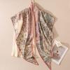 Womens Silk Wool Triangle Scarf Luxury Warm Winter Shawl Office Stylish Wrap Vintage Floral Print