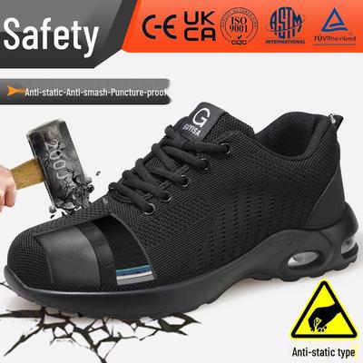 Men's Lightweight Breathable Anti-Static Steel Toe Shoes - Anti-Smash, Anti-Puncture, Dust-Free, Summer-Ready.