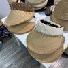 Straw Hat Female Empty Top Summer New Beach Seaside Vacation Hat Sun Protection Big Eaves Headband Straw Sun Hat