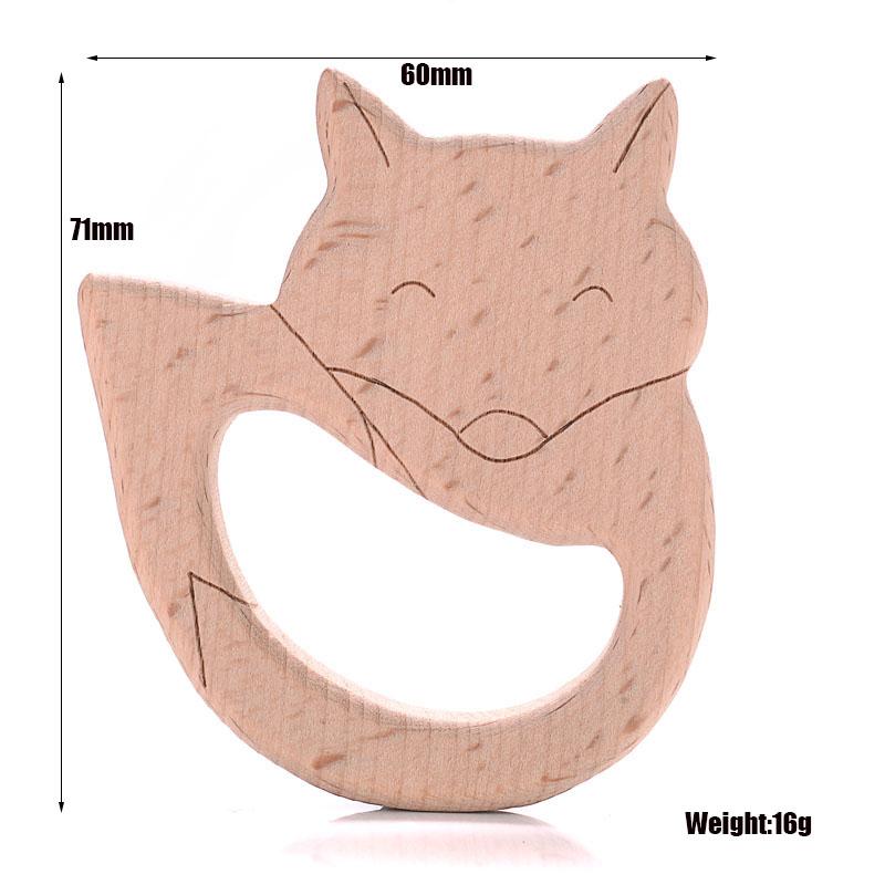 1Pcs Baby Teether Wooden Food Grade Cartoon Animals Natural Beech Wood Teething for Baby Rodent Teether Necklace Nursing Toy