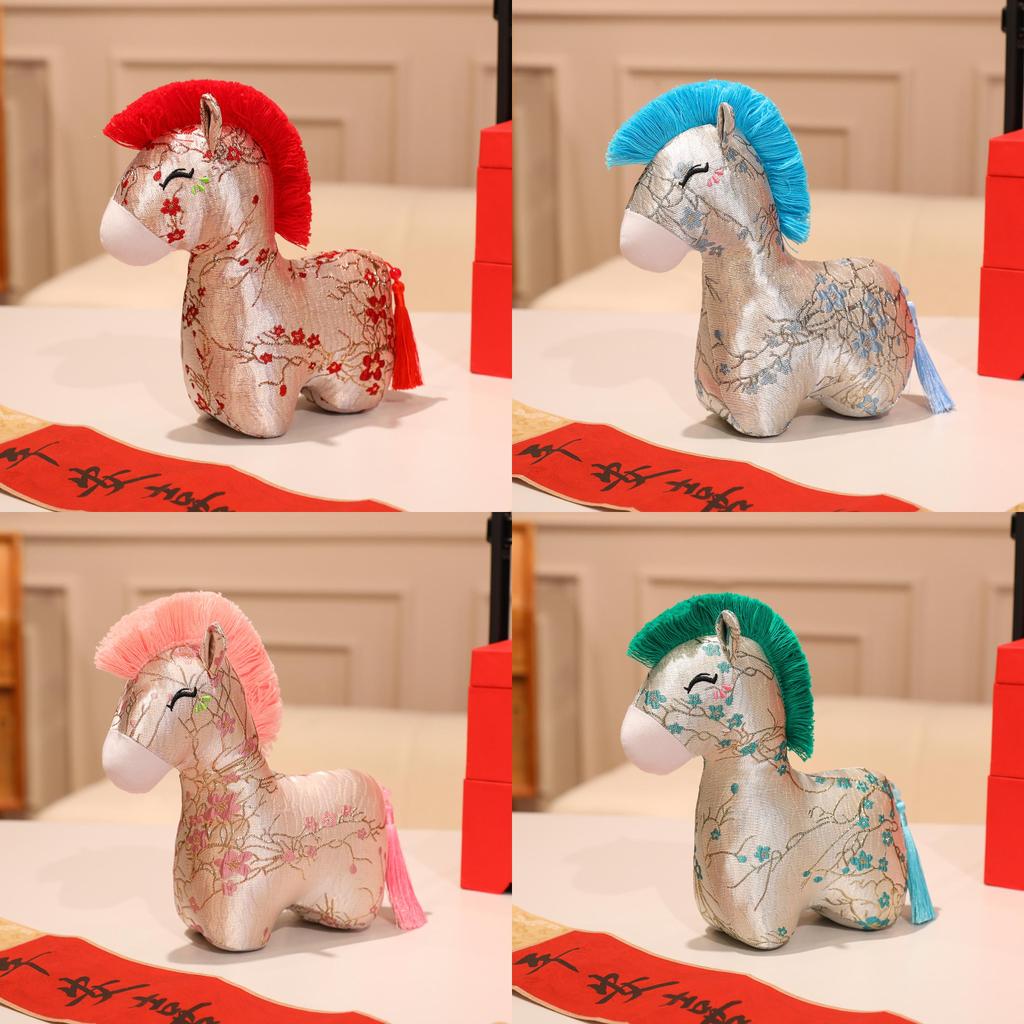 Dolls Plush Horse With Flower Print Design And Tassel Decor For New Gift Year