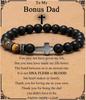 Kreuz Armband für Männer Sohn Bruder Taufe Kommunion Geburtstag Jahrestag Weihnachten Christlich Schwarze Tigerauge Perlen Schmuck