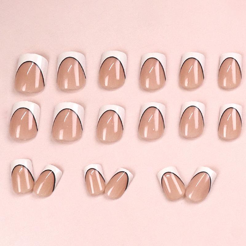 Elegant Light Pink Crescent Edge Nail Art – Simple High-End European & American Style Fake Nails