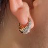 Trendy Round Water Drop Zirconia Earrings For Women Girls Fashion U-shaped Gold Color Metal Crystal Ear Accessorie Zircon Gifts
