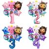 Gabby Dollhouse Cats Number Balloon Children's Birthday Party Decoration Aluminum Balloons Girl Gabby's Doll Balloon Set Gift