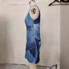 GMXIA Frühling Sommer Damenmode Denim Print Damen Kleid Frauen