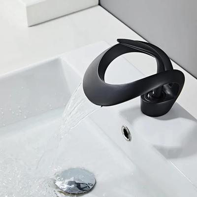Waterfall Single Handle Bathroom Sink Faucet Art Curved Shape Basin Mixer Tap