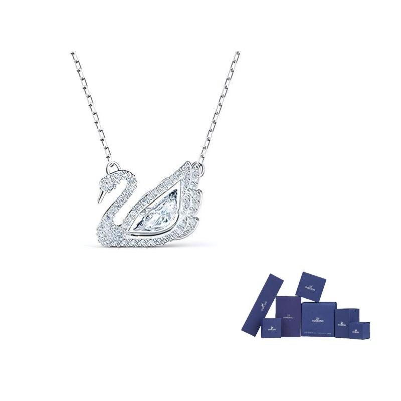 Swarovski Crystal embellished Logo Pendant Chain F-Original brand box (color random) белый