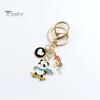 New Year Keychain Panda Heart Pendant Best Wishes Polished Lobster Clip Lightweight Shoulder Bag Schoolbag Decoration Pendant Keyring