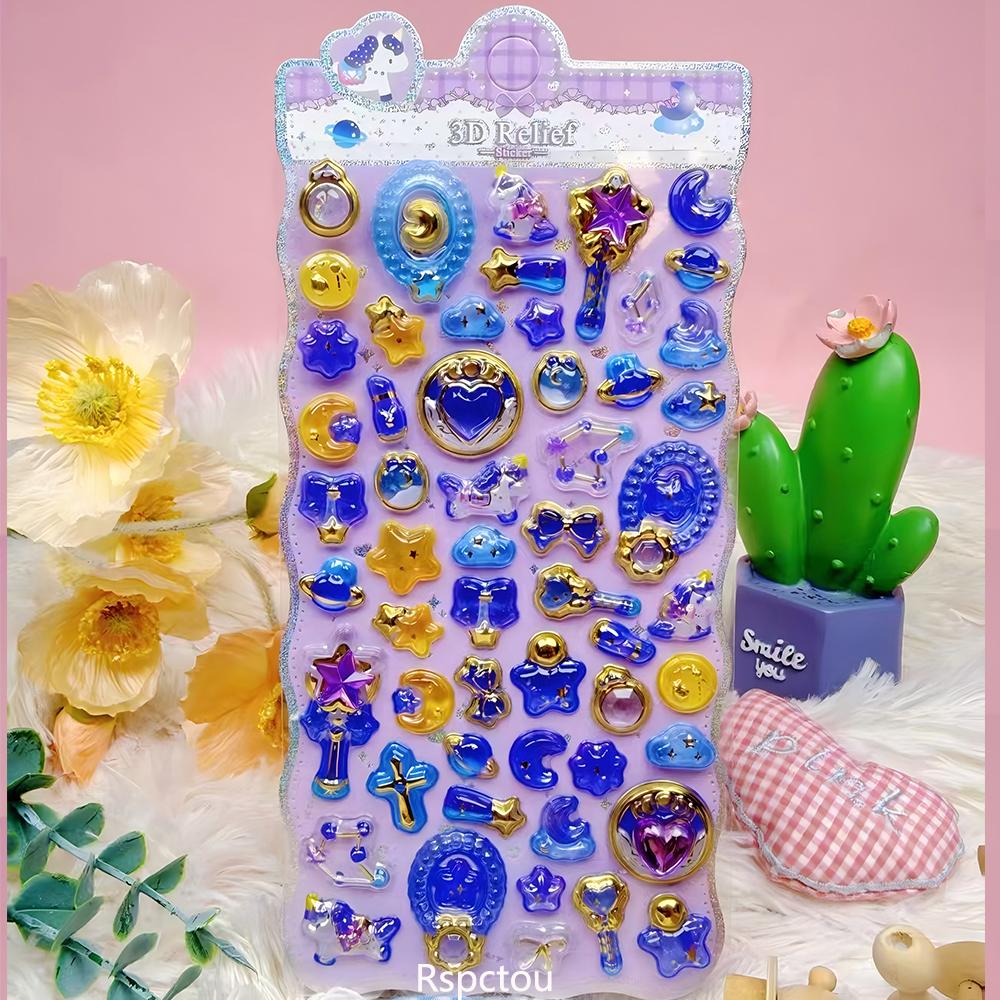 1/8pcs Cartoon Cute Aesthetic 3D Stickers Creative Animal Food Crystal Sticker for Notebook Guitar Decoration Decals Gift