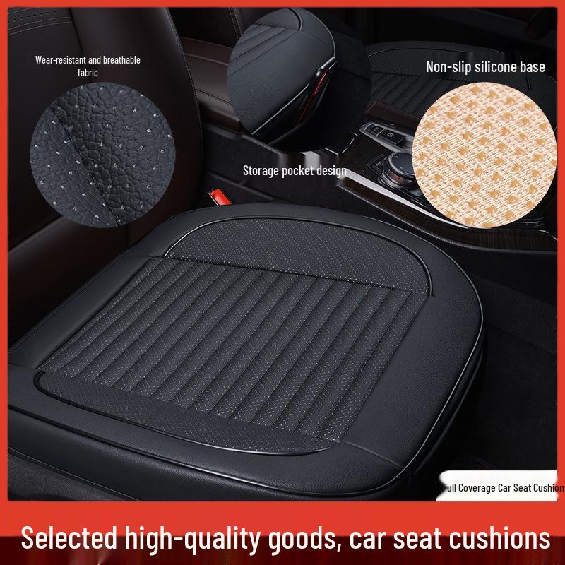 GM Full Surround Non-Slip Wear-Resistant Car Seat Cushion Set - Breathable Nappa Leather, All-Season, Three-Piece