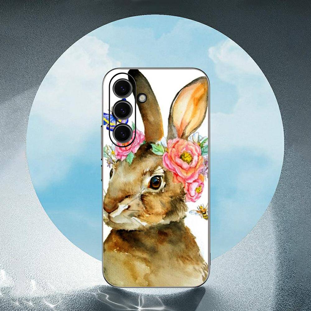 Animal Head Wearing Flowers For Samsung Galaxy S23 S24 S25 Ultra S22 Plus S21 Black Soft Case Waterproof Soft Case
