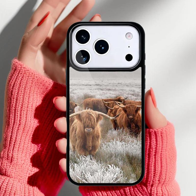 Cute Highland Cow Phone Case for iPhone 17 16 15 14 13 Pro Max Back Cover for 12 11 Pro Coque
