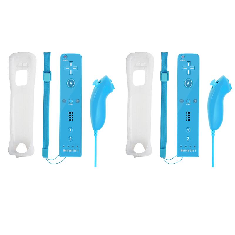 2 in 1 For Nintendo Wii Controller Set Optional Motion Plus Joystick Wireless Remote Gamepad with Silicone Case Video Game