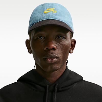 Nike Cotton Baseball Caps Unisex Denim Blue Green/Black M/L