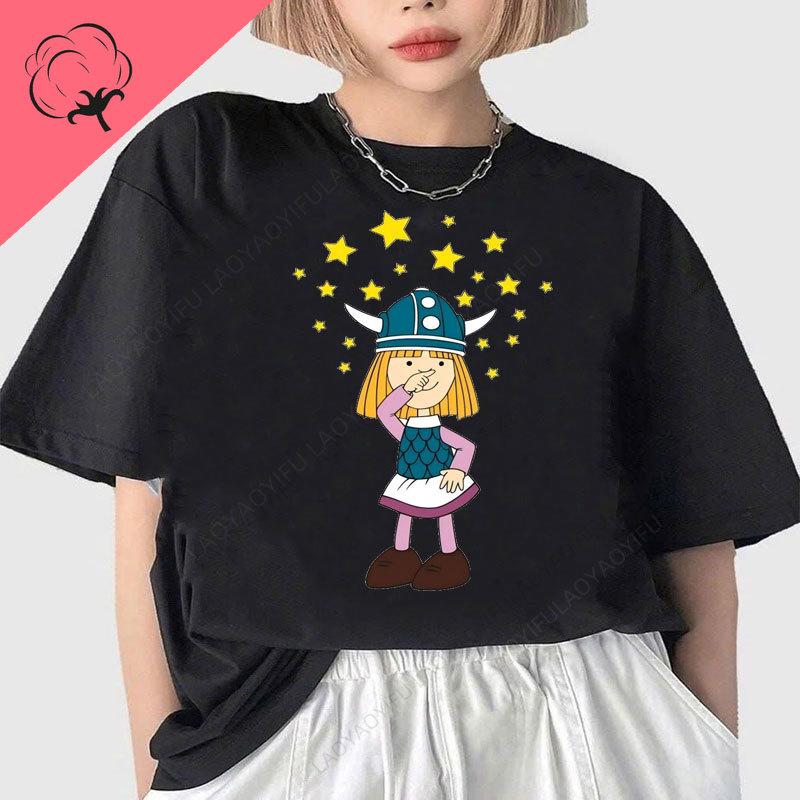 Maglietta Wickie Vicky il Vichingo Cartone Animato Stampa Vintage T-shirt Il Forte Unisex Film d'Animazione Fumetto Camisa Abbigliamento Y2k Camisa Top Grafico