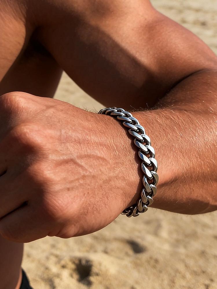 Stainless Steel Cuban Chain Bracelet For Men Punk Hand Chain Male Jewelry Accessories
