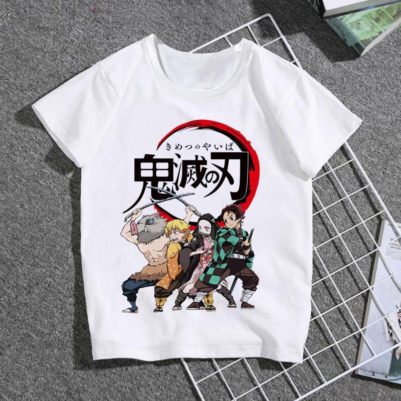 Fashion Cartoon Demon Slayer Anime Kimetsu No Yaiba Print Kids T-Shirt Summer Tees Loose Short Sleeve Women Tops Female Clothes