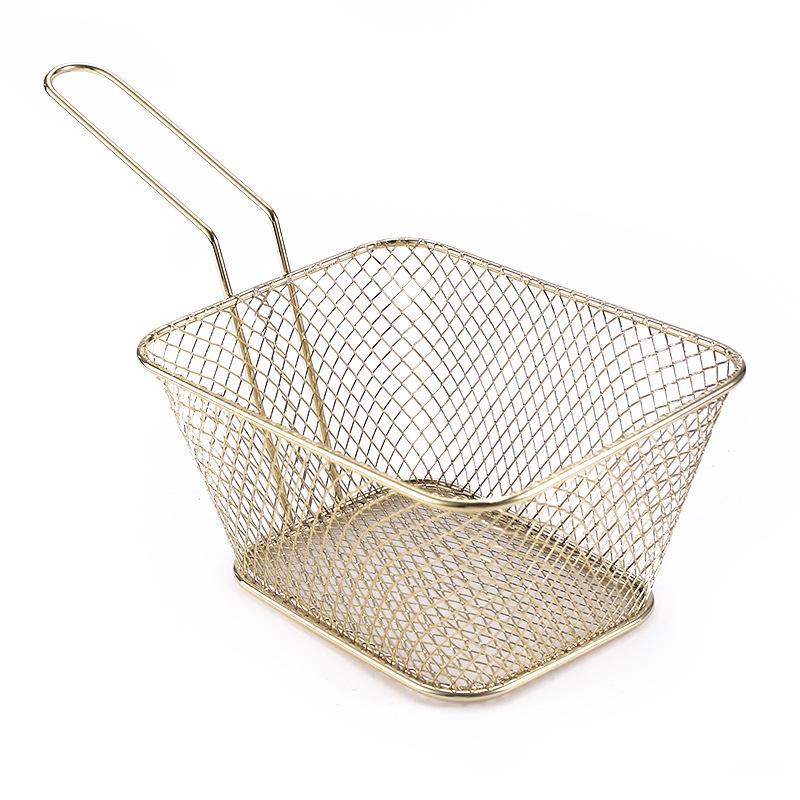 Square Mini Stainless Steel Frying Basket with Hook - Multipurpose Kitchen and Barbecue Rack
