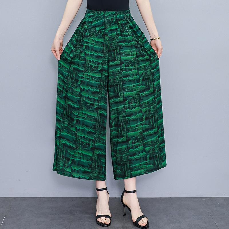 Summer Wide Leg Pants for Women Vintage Clothes Plus Size Loose Elastic Waist Casual Pants