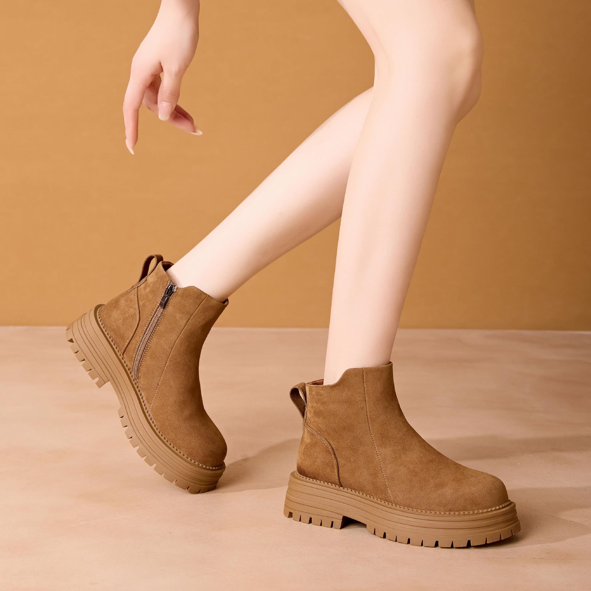 

Женские зимние ботинки на толстой платформе с застежкой-молнией, ботильоны без застежек, с подкладкой из искусственного меха, теплые и удобные короткие ботинки для ходьбы, женская обувь 40