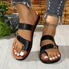 Plus Size Pu Leather Clip Toe Slippers Women Summer Beach Metal Flat Slippers Woman Fashion Soft Bottom Non Slip Slides Mujer