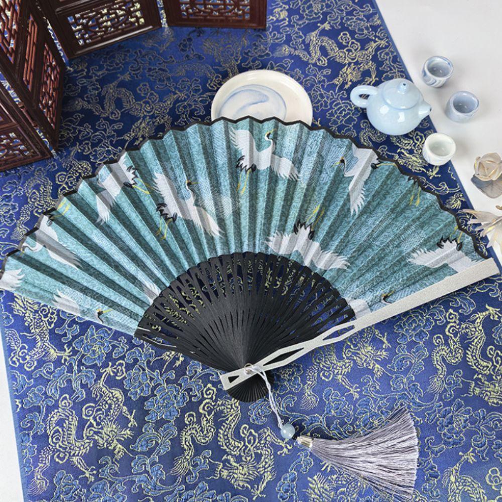 Vintage Chinesischer Stil Faltfächer Stofffächer Tanzfächer Tragbar Sommer Handfächer Bühne
