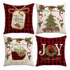 Christmas Pillow Cover Xmas Tree Wreath Print Pillowcase Washable Festive Decor Throw Pillow Case for Living Room Sofa Bedroom