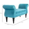 Panca Fondo Letto Stile Vintage, Struttura in Legno e Seduta Imbottita Stile Chesterfield, Azzurro Chiaro 117 x 40 x 58cm
