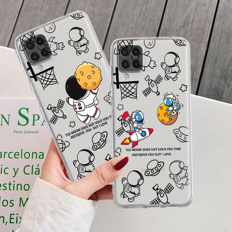 Astronauten Kosmonaut Niedliche Klare Hülle Für Samsung Galaxy A52 A12 A51 A32 A21s A71 A32 A22 50 A70 A31 A72 5G Handyhülle