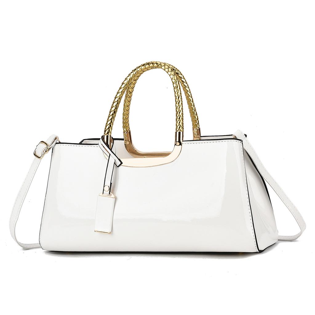 Fashionable Shiny Leather Handbag Large Capacity Retro Fashion Shoulder Bag