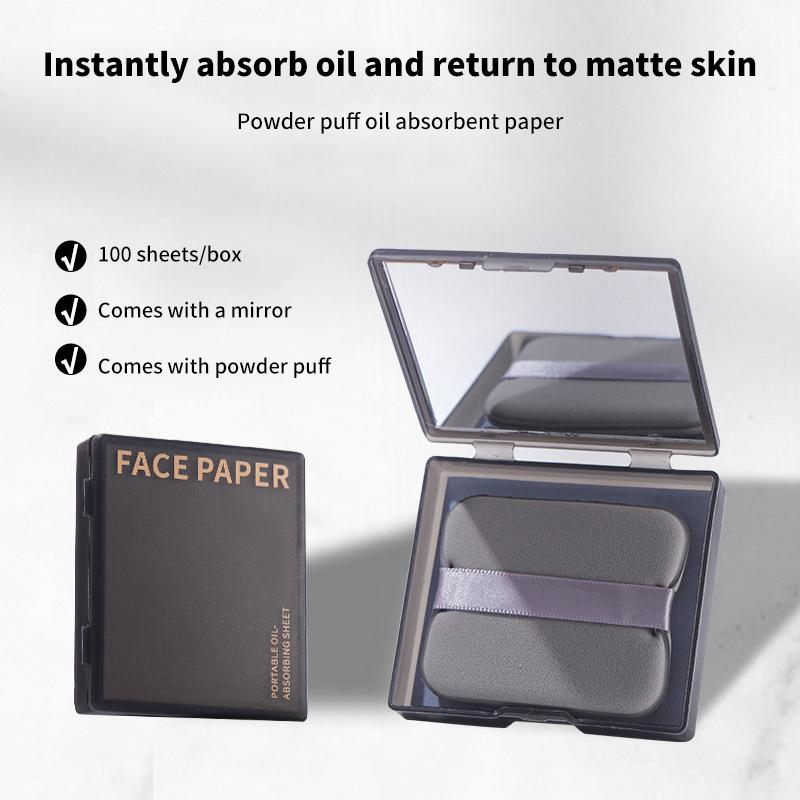 100pcs Bamboo Blotting Papers With Mirror&Makeup Puff Refreshing Portables Oil Control Tool Kit Facial Oil Absorbing Sheets Care