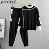 BITCED Plus-size Fashionable and Elegant Women's Spring and Autumn Casual Knitted Two-piece Set