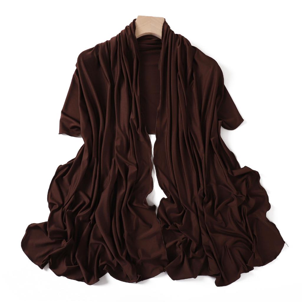 Luxury Wavy Edge Jersey Hijabs For Women Solid Color Modal Milk Silk Scarf Headscarf Autumn Shawl Stretchy Chiffon Scarf Ramadan