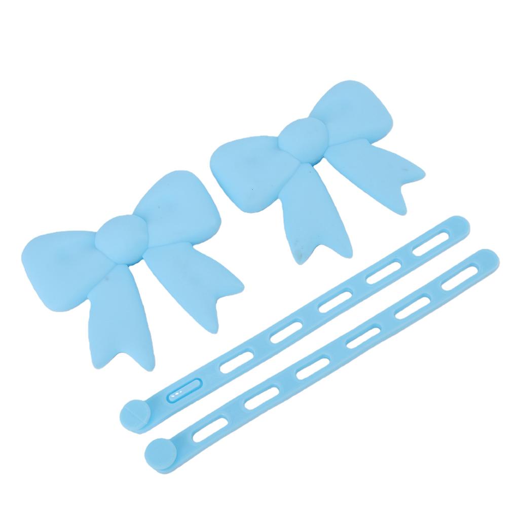 Silicone Bow Headphone Accessory Soft Fun 3D Headphone Bow Decor for Earphone Blue