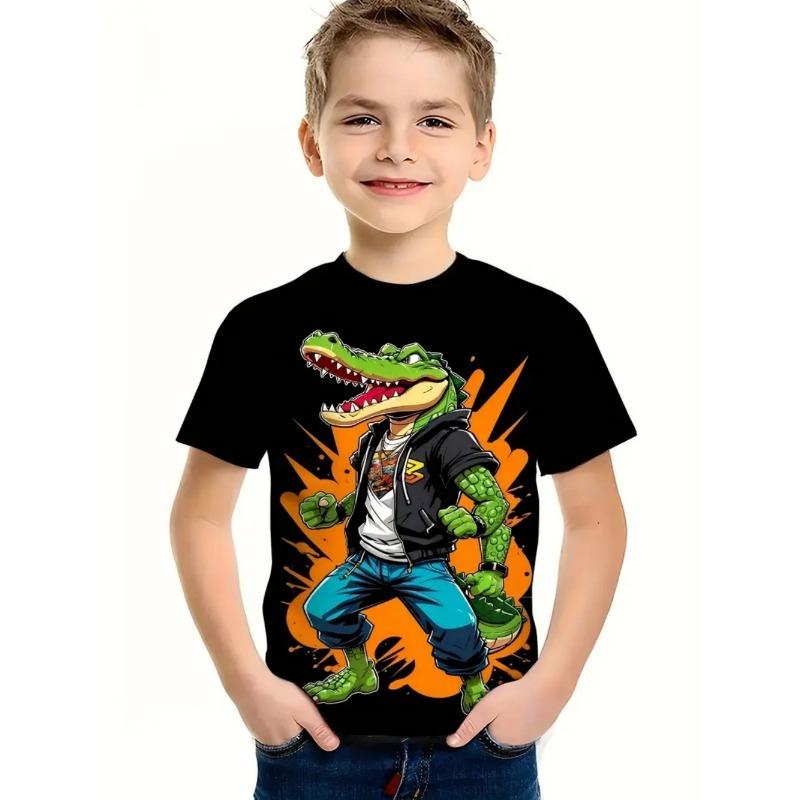 Boys Kids Clothes 3D Print Cartoon Dinosaur Graphic T Shirts