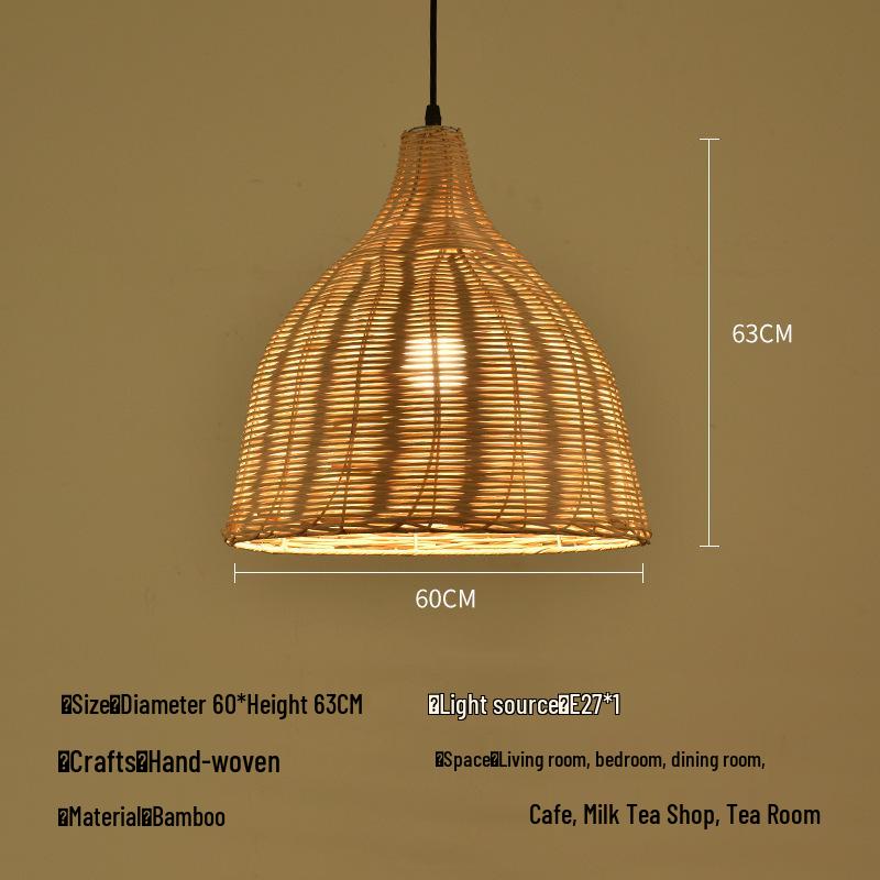 Bamboo Rattan Pendant Lamp: New Chinese & Japanese Style Zen Lighting for Tea Room & Dining, Antique Lantern Design.