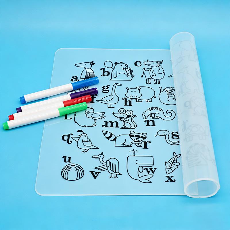 Children's Silicone Graffiti & Coloring Mat - Non-slip, Heat-resistant Animal & Number Pattern Mat