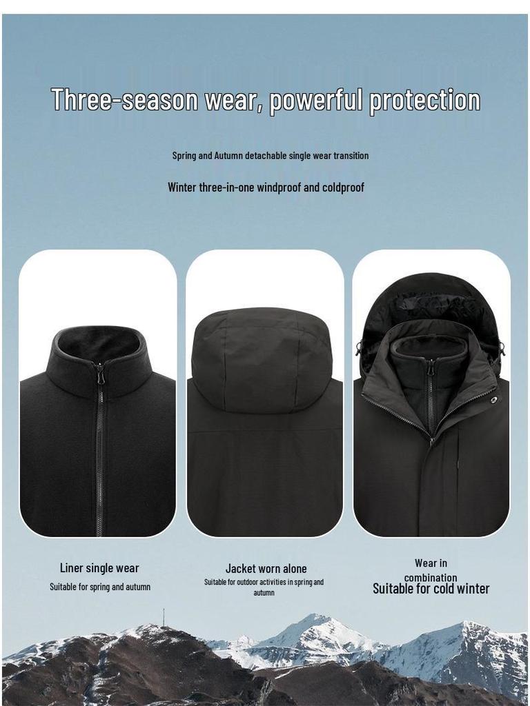 Unisex Outdoor 3-in-1 Tech Mountaineering Suit: Waterproof, Windproof, Temperature-Regulating, Fashionable, Wear-Resistant, Scratch-Resistant.
