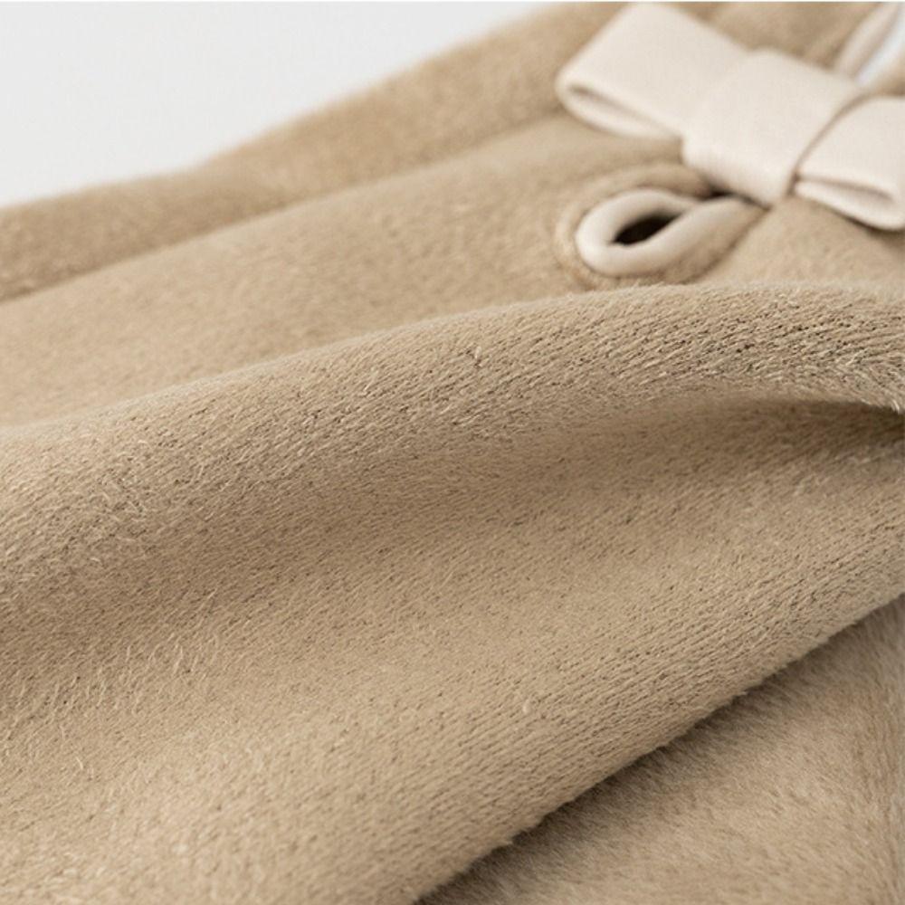 Velvet Winter Bow Suede Gloves Soft Women Cycling Mittens Cute Pu Leather Gloves  Outdoor
