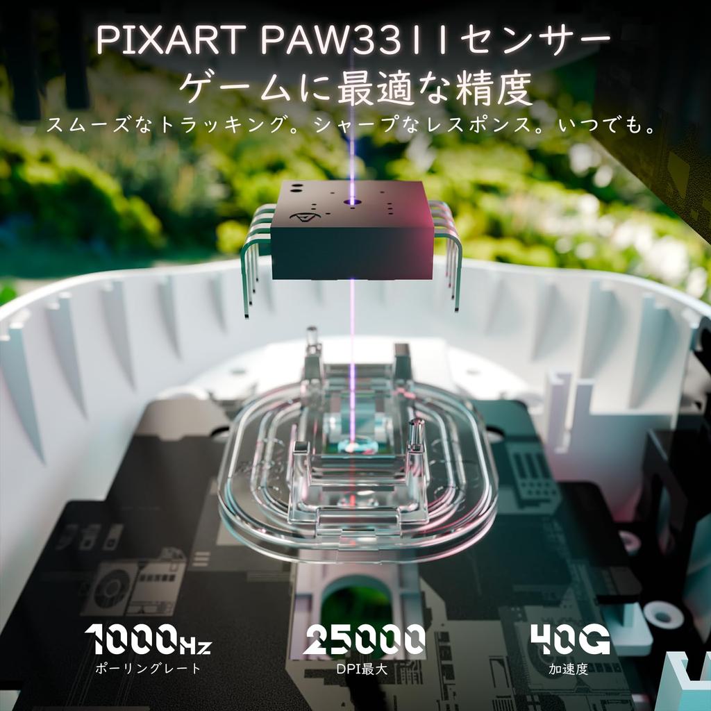 ATTACK SHARK G3 Wireless Gaming Mouse, Ultra-Lightweight 59g ±3g, BK52820 Chip, 25000 DPI Hara-phase PAW3311 Sensor, 3 Modes (WiredBluetooth2.4GHz),