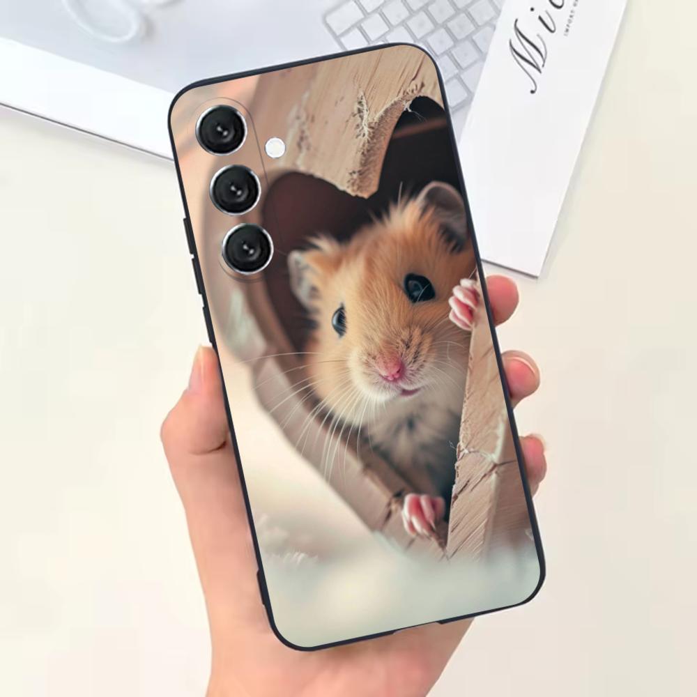 Cute Mouse Rat Hamster Phone Case For Samsung Galaxy A13,A21s,A22,A31,A32,A52,A53,A71,A80,Soft Black Shell