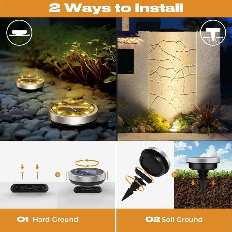 Solar Ground Lights IP65 Waterproof - LED Outdoor Landscape Lights for Yard Lawn Patio Deck