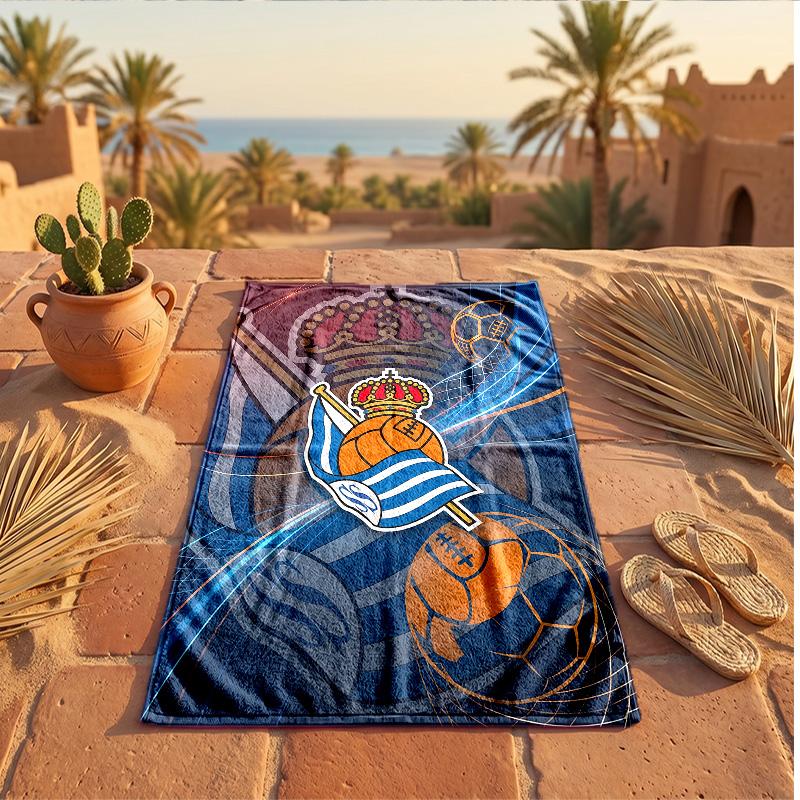 Asciugamano da Spiaggia in Microfibra con Stampa FC Real Sociedad Asciugatura Rapida Assorbente Grande Asciugamano per Spiaggia Nuoto Viaggio
