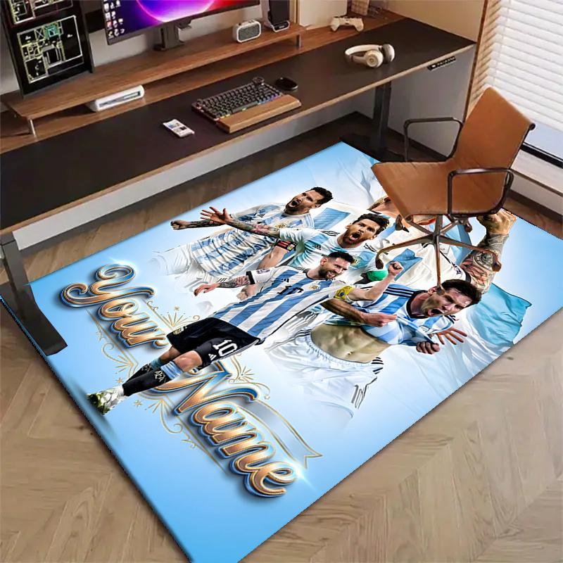 M-Messi Design Area Rug Personalized Name- Non-Slip, Soft & Cozy Floor Mat for Living Room, Office - Indoor/Outdoor Carpet