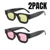 2PACK Small Rectangle Sunglasses Women Men Vintage Brand Designer Square Luxury Sun Glasses Shades Female Camber Concave Glasses